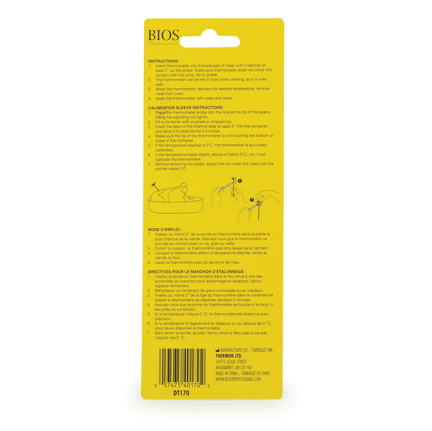 DT170 1" Dial Thermometer back of Retail Packaging