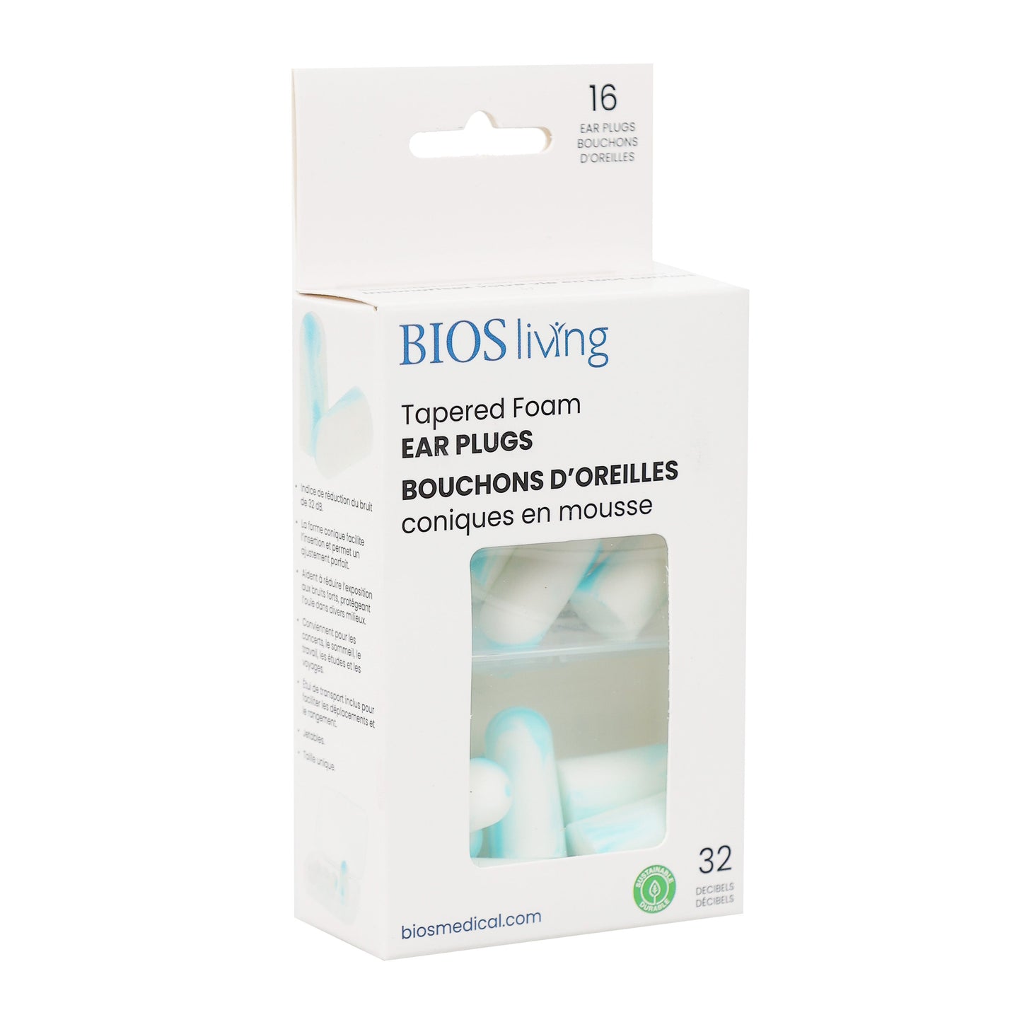 side view of the ear plugs packaging