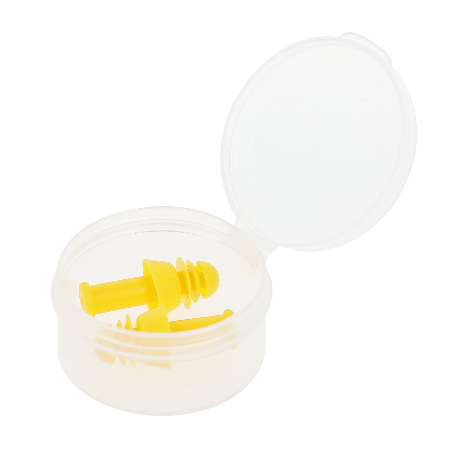 adult yellow silicone ear plugs in a case