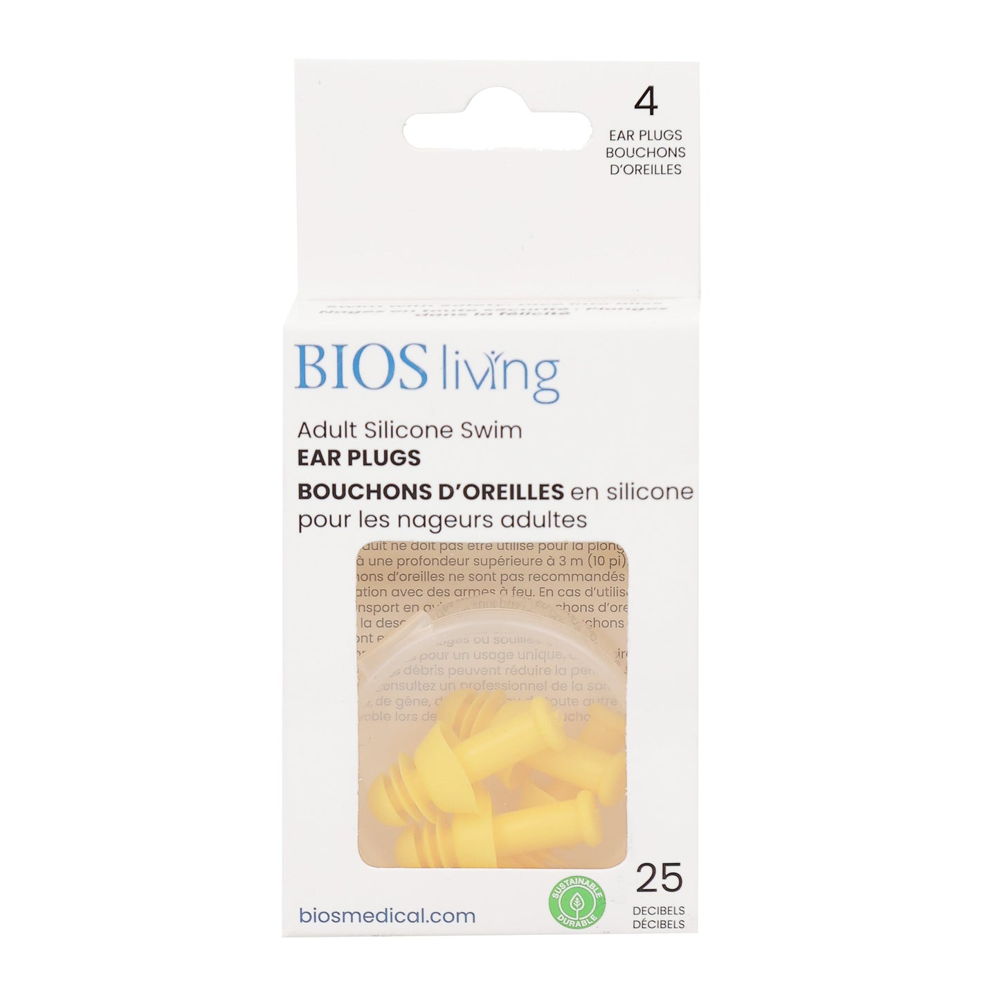 adult yellow silicone ear plugs in packaging