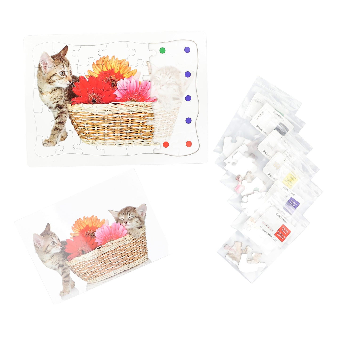 components of a puzzle with cute kittens on them
