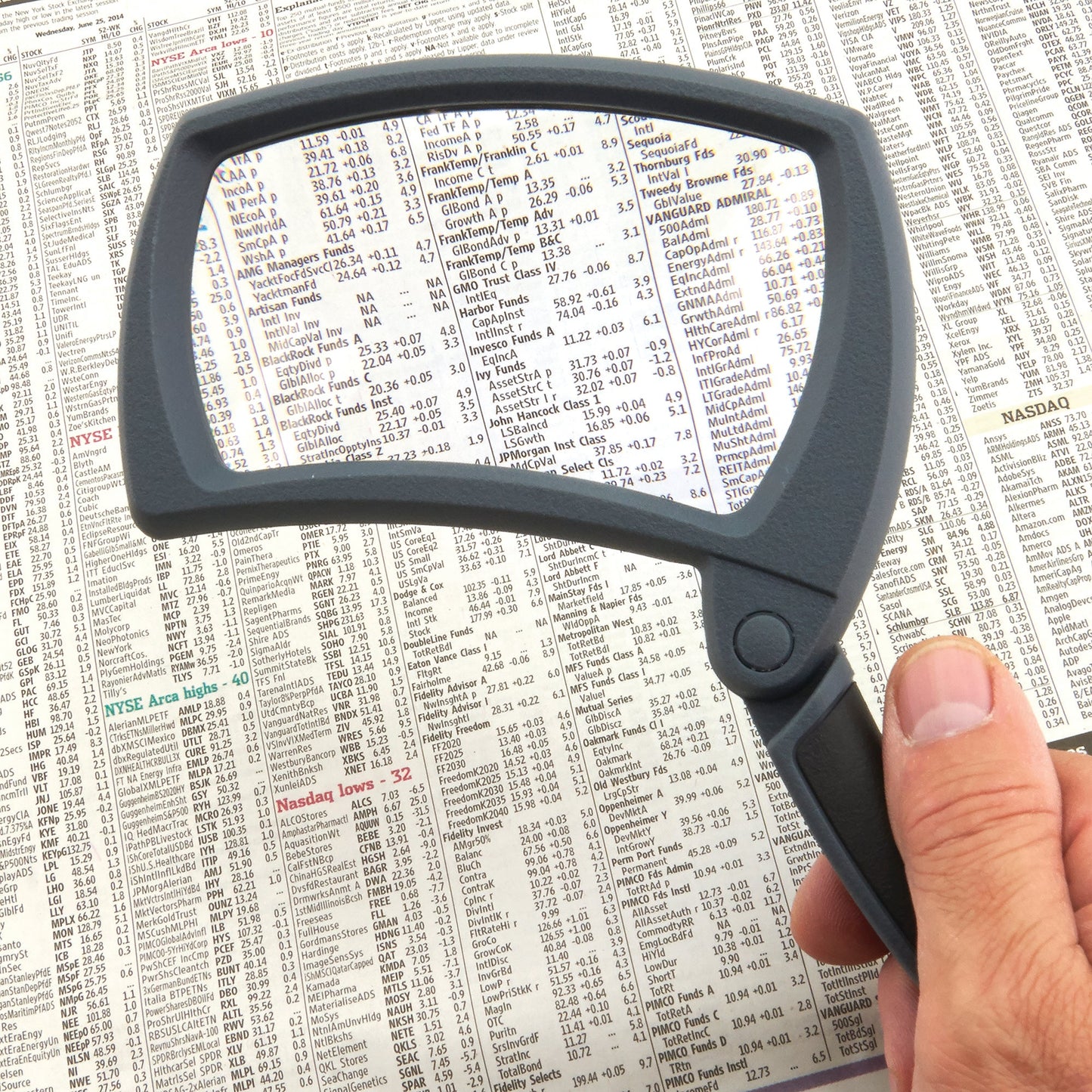 Carson Optical Lighted Magnifold magnifier in use
