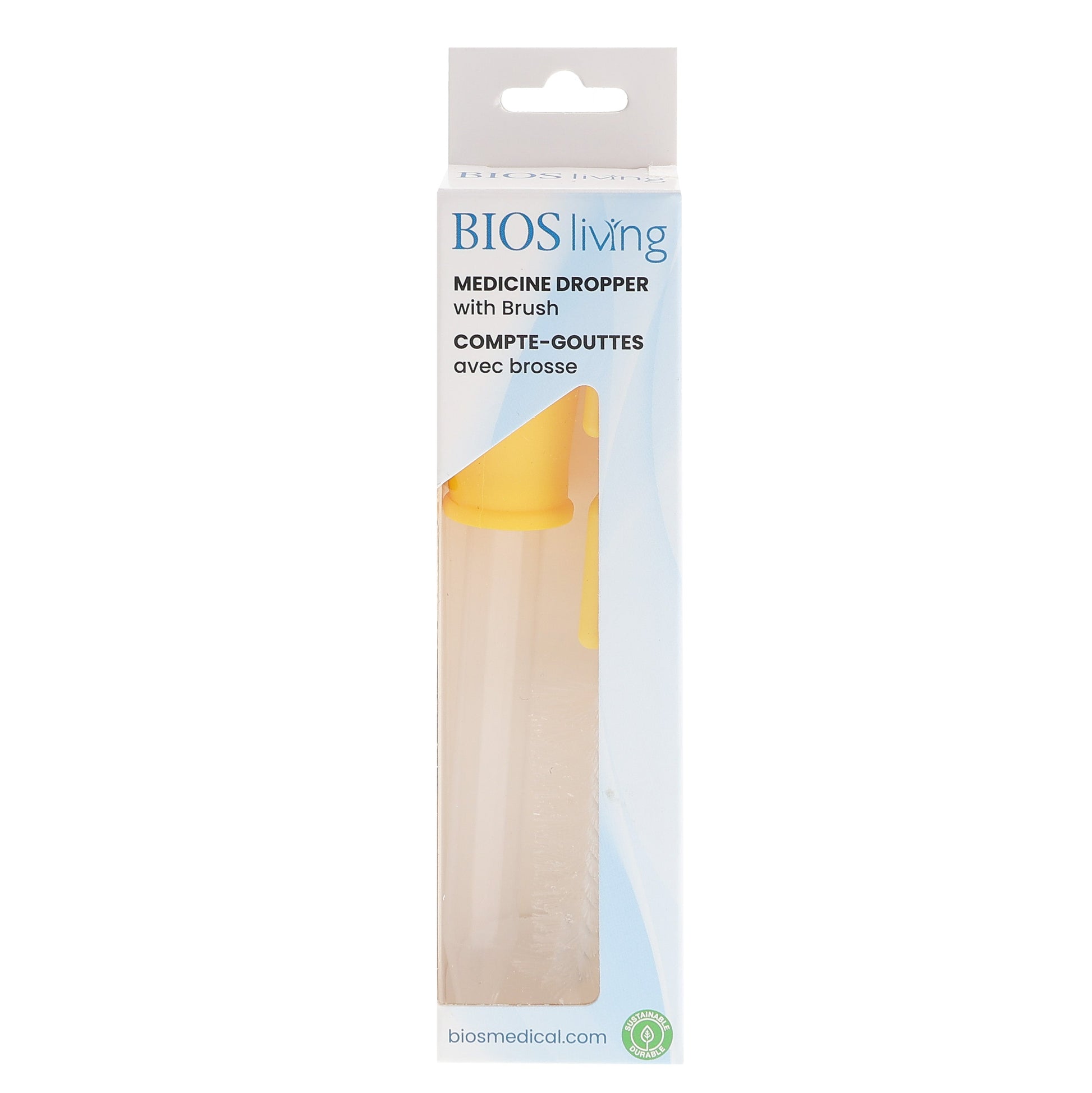 front view of the packaging of medicine dropper and brush