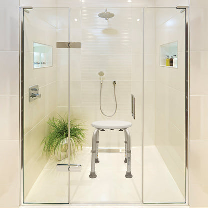 Adjustable Bath and Shower Stool in a shower stale