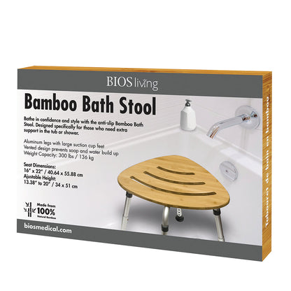 Retail packaging of the 60061 Bamboo Bath Stool