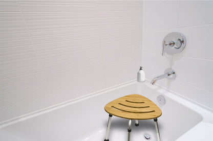 Bamboo Bath Stool set up in a bath tub
