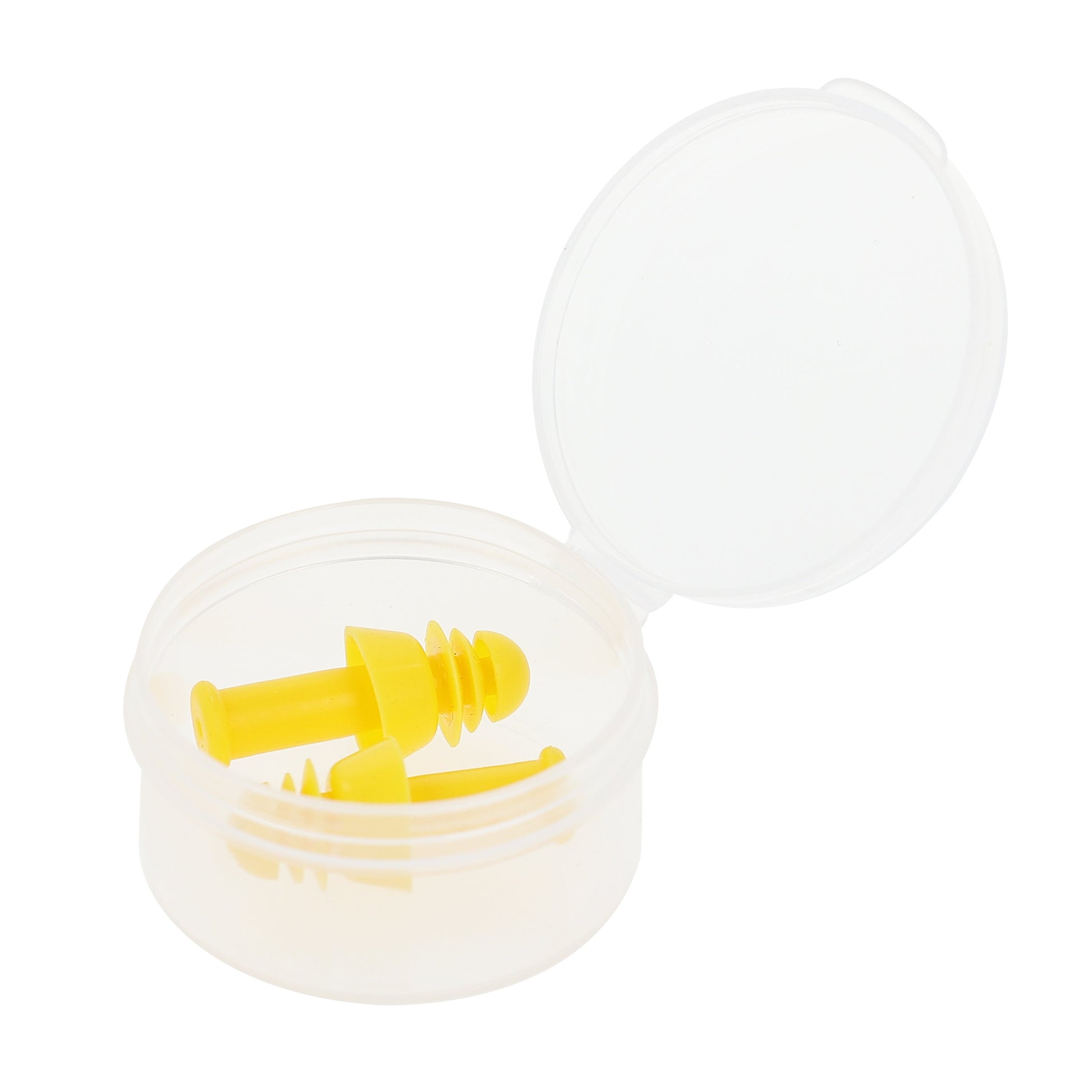 adult yellow silicone ear plugs in a case