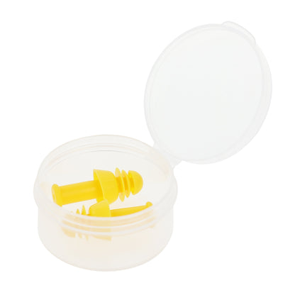 adult yellow silicone ear plugs in a case