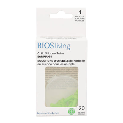 child green silicone ear plugs in packaging