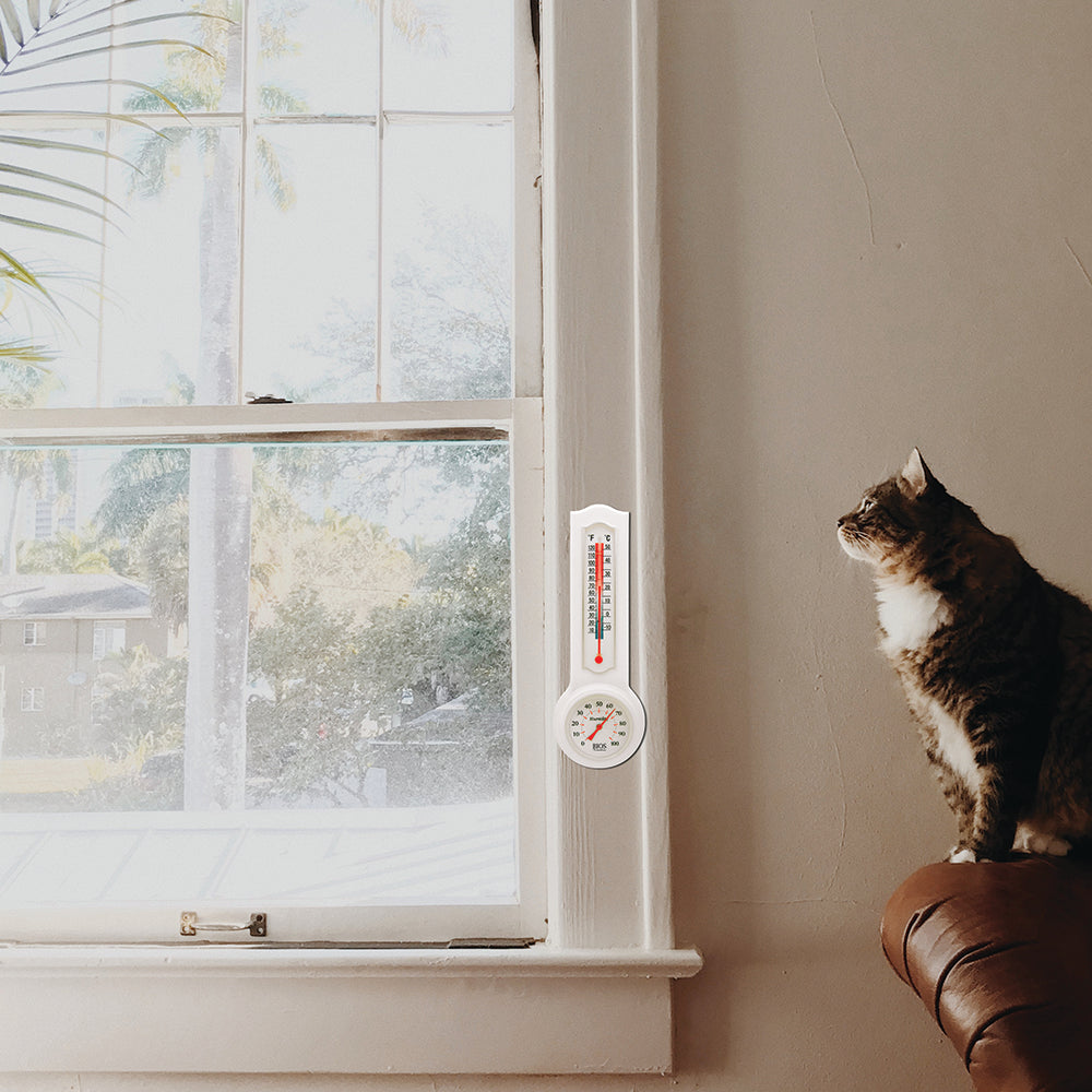 Indoor Thermometer / Hygrometer mounted on window